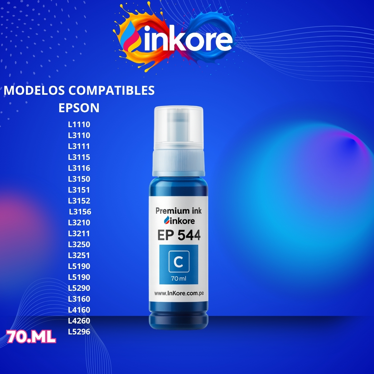 Pack Tinta Inkore® 70 ml 4 Colores Compatible con Epson Serie 544 - Image 4