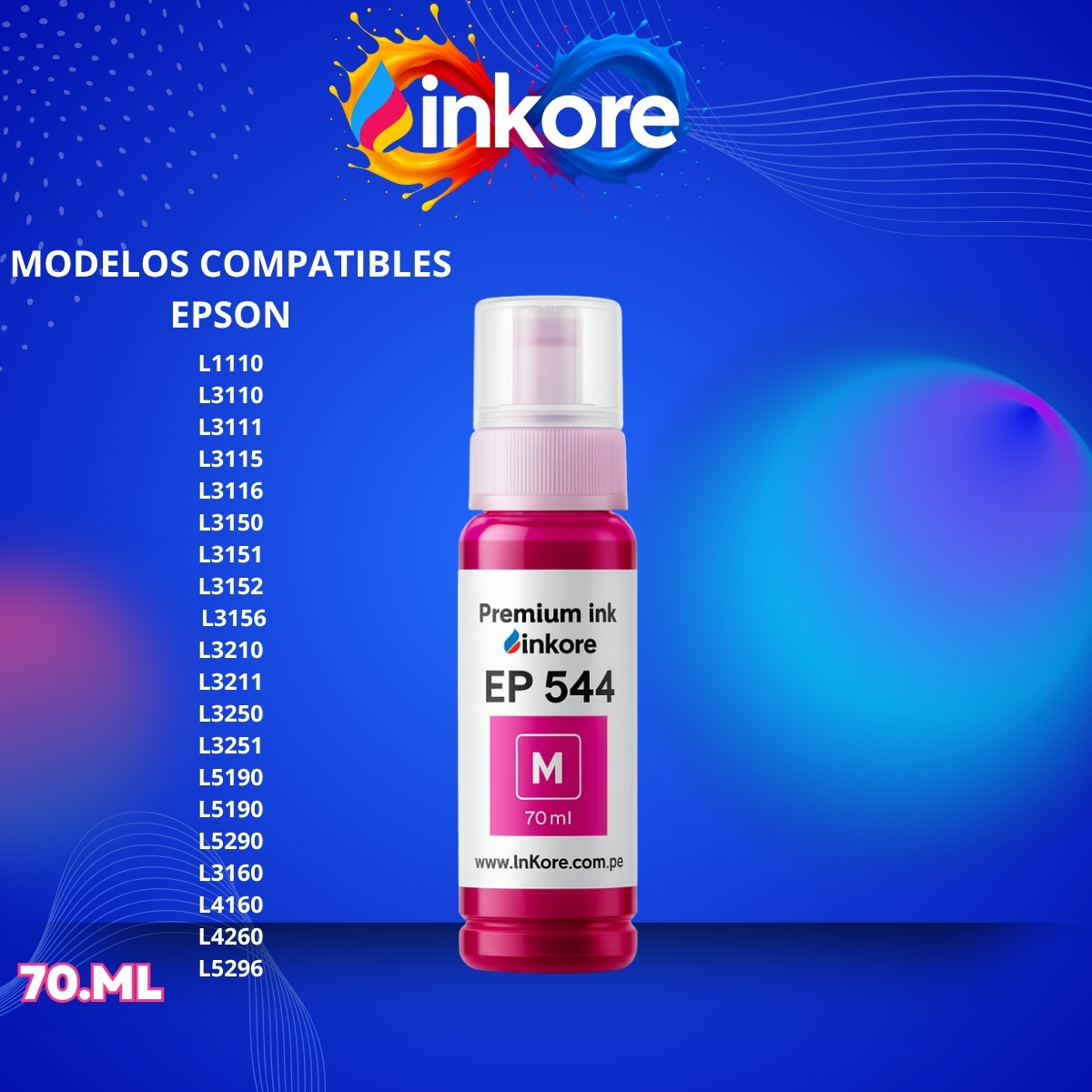 Pack Tinta Inkore® 70 ml 4 Colores Compatible con Epson Serie 544 - Image 5