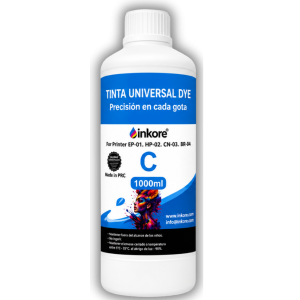 Tinta Universal Inkore® Cian 1Litro EPSON, HP, CANON, BROTHER.