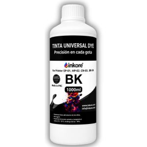 Tinta Universal Inkore® Negro 1Litro EPSON, HP, CANON, BROTHER.