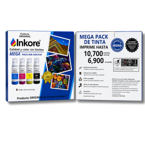 Pack Tinta Inkore® CMYK 400 ml para uso en Epson Serie 504-544